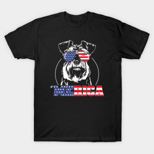 Proud Miniature Schnauzer American Flag Merica dog T-Shirt